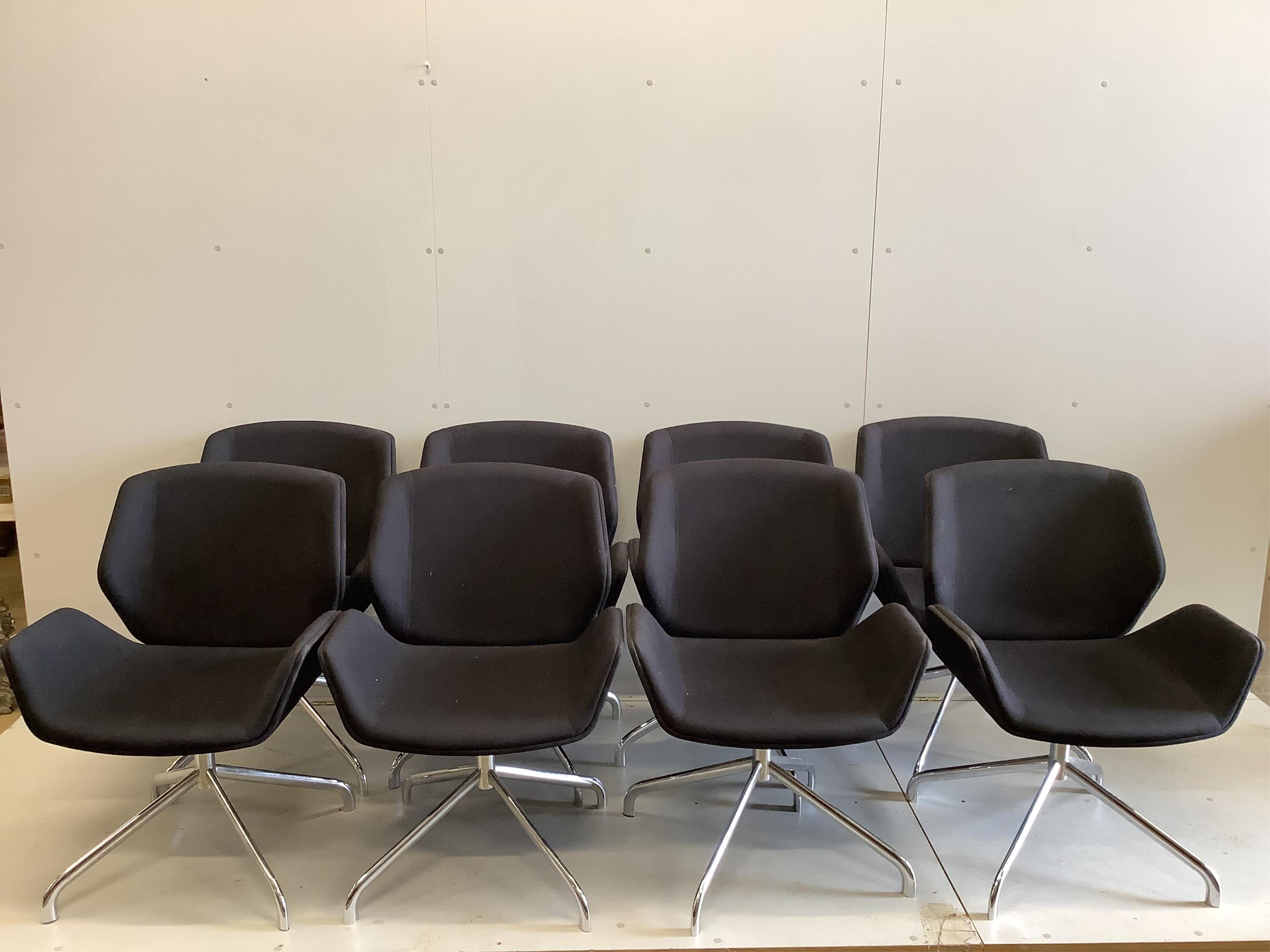 A set of eight Boss Design Ltd 'Kruze' swivel chairs, width 62cm, depth 56cm, height 82cm